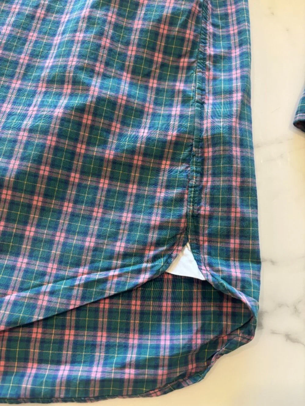 J.Crew Green Pink Plaid Long Sleeve Button Down Shirt Mens M AS-IS
